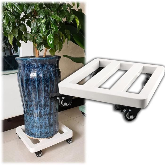 Support Pivotant Avec Roulettes Pour Plantes D’intérieur/extérieur - Noir, En Fer - 4 Roues 360° - Facile à Déplacer - 4