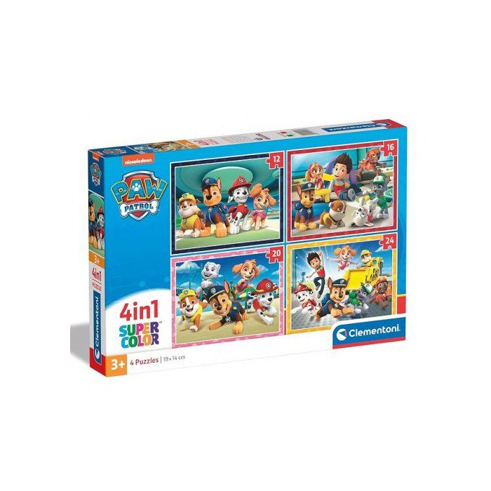 Coffret 4 Puzzles Pat Patrouille 12 - 16 - 20 - 24 Pieces Ryder Marcus Ruben Rocky Chase Stella Set Puzzle Enfant + 1 Carte Tigre