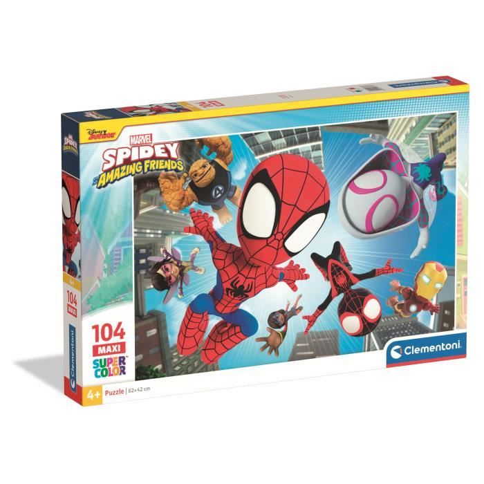 Clementoni - Spidey - Puzzles 104 Pièces - Maxi Super Color - Puzzle enfant - Dès 4 ans - 45x62cm