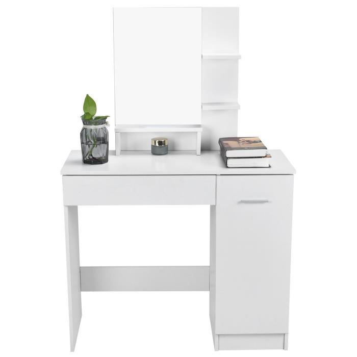 table cosmétique pour la maison de la chambre à coucher coiffeuse avec miroir et 2 tiroirs Dioche Table de maquillage avec tabouret