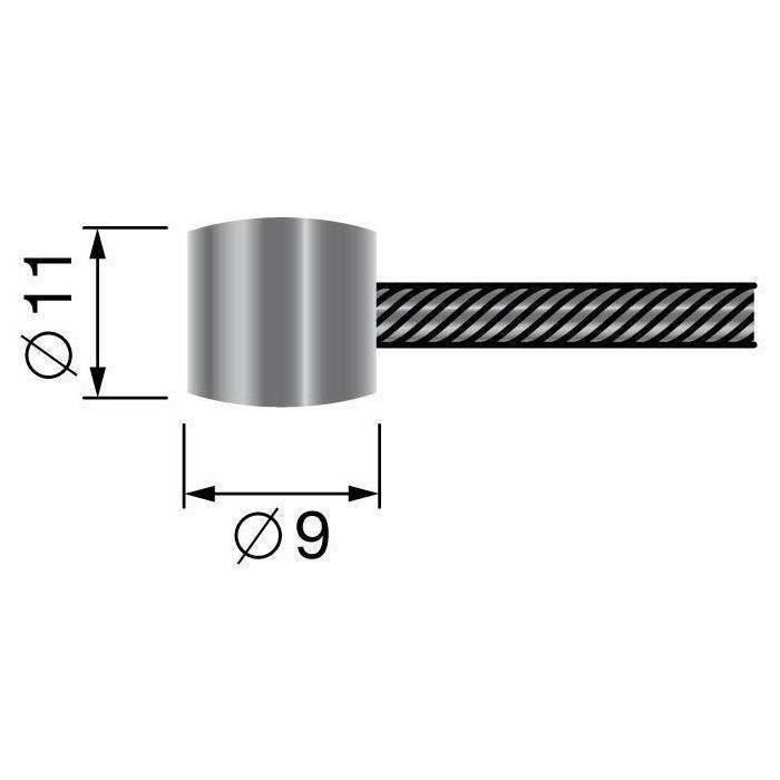 Câble souple 19 fils à embout tonneau 9 x 11mm