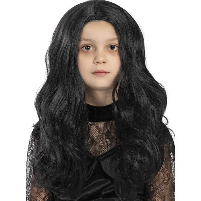 Perruque Mercredi Addams Officielle - Accessoire Déguisement Femme Adulte Noir, Pour Halloween, Carnaval, Soirée Déguisée