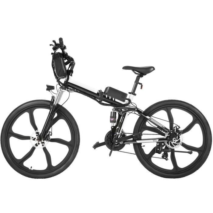 Velo Electrique De Montagne Pliable Roues 26 Pouces A Rayons Alliage D Aluminium Systeme De Transmission 250w 21 Vitesse Noir Winice Prix Pas Cher Cdiscount