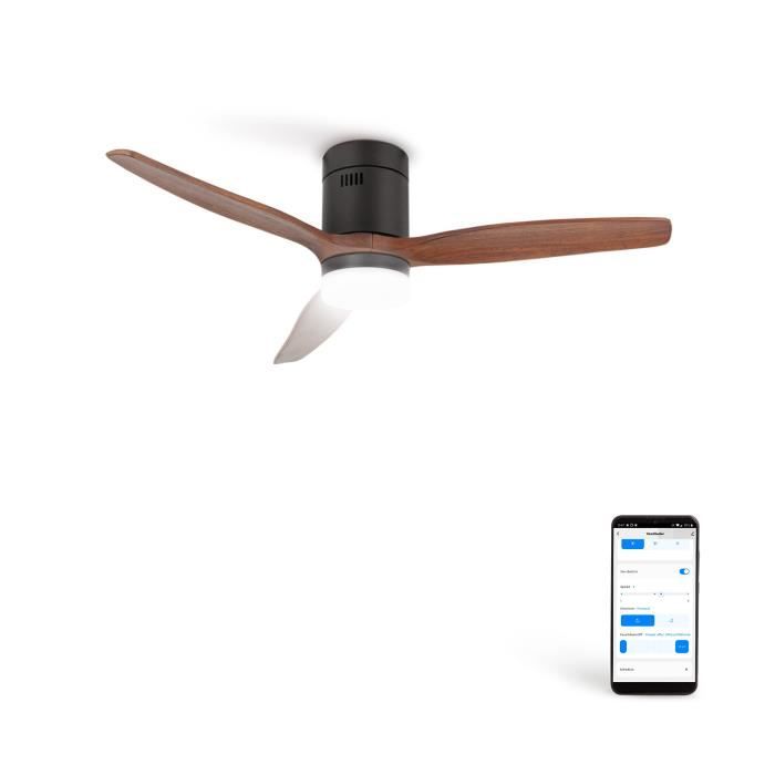 Ventilateur de plafond - Create - Avec lumière - Ø132cm - Noir / Effet bois foncé - WIFI + Télécommande - Create