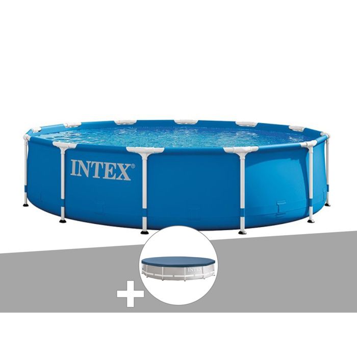 Piscine tubulaire INTEX Metal Frame ronde 3,66m - Filtre à cartouche - Kit complet avec bâche de protection