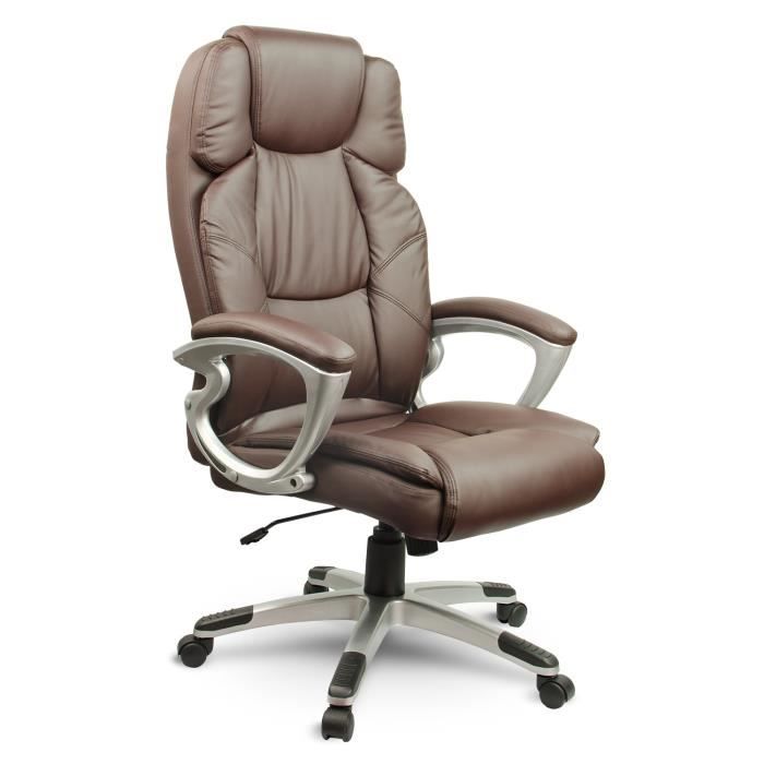 Fauteuil de bureau ergonomique - JANSPORT - Similicuir marron - Mécanisme TILT - Réglable en hauteur
