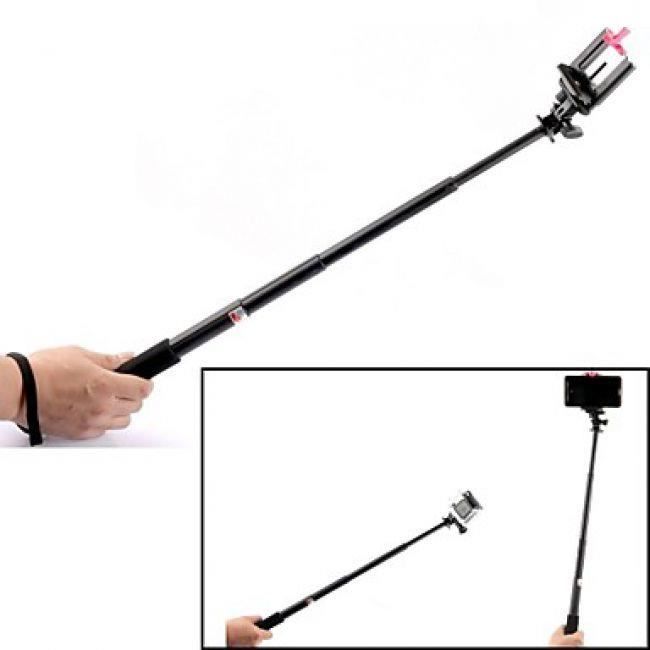 Perche Télescopique réglable Noire pour Appareil Photo Téléphone portable et Caméra GoPro Héro 3+ 3 et 2