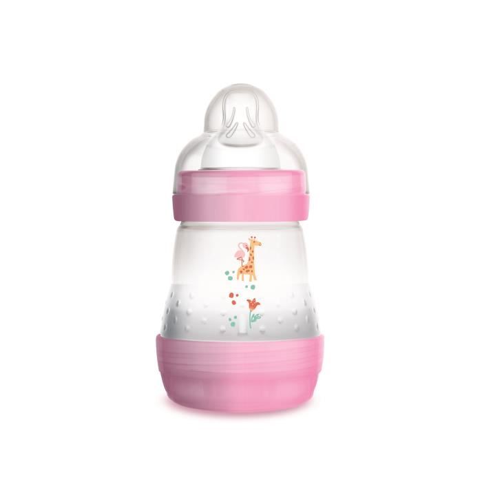 160ml MAM Biberon Anti-Colique T/étine D/ébit 1 Rose 0 /à 6 mois