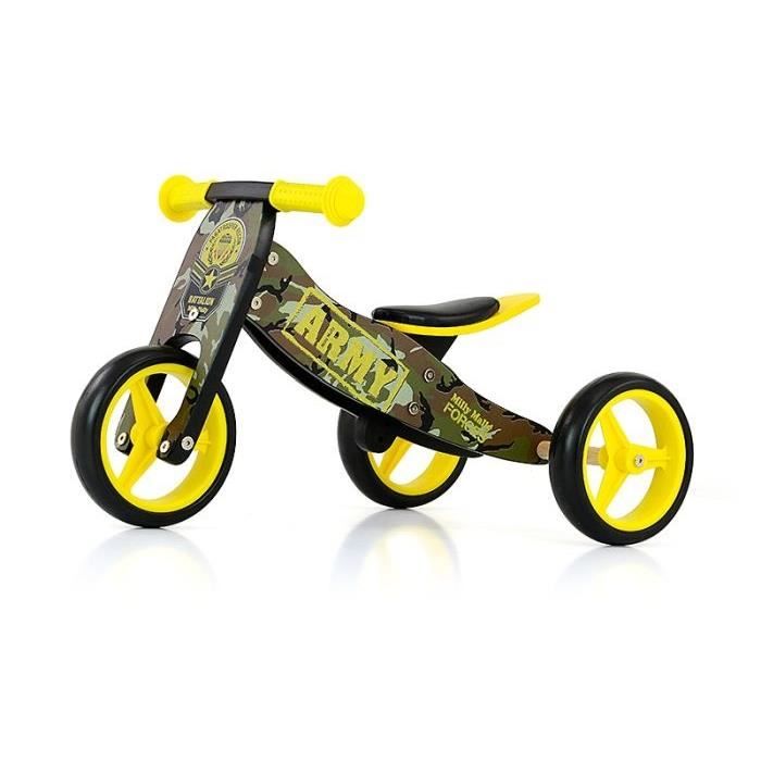 Milly Mally - Draisienne à 3 roues 2-in-1 - Jake Army Vert olive/Jaune