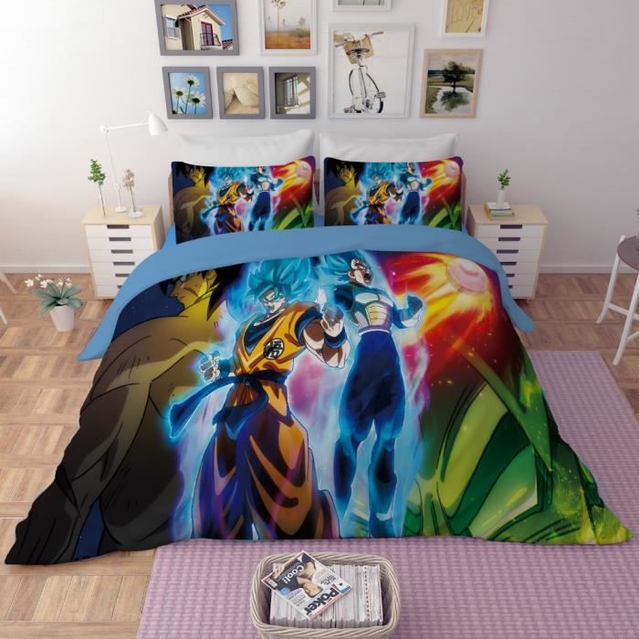Parure De Lit Dragon Ball Z Imprimé 3D - 3 Pièces En Microfibre Super Douce - Housse De Couette Et Taies D'Oreiller - Taille Single à Super King - 7