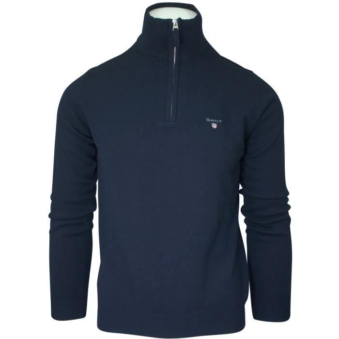 Gant - pull gant col zippé bleu marine Bleu marine - Cdiscount Prêt-à-Porter