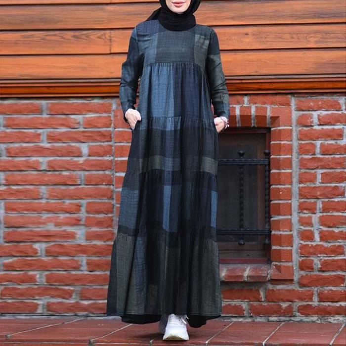 Robe Automne musulman Hijab Robe caftan ZANZEA 2021 femmes Vintage