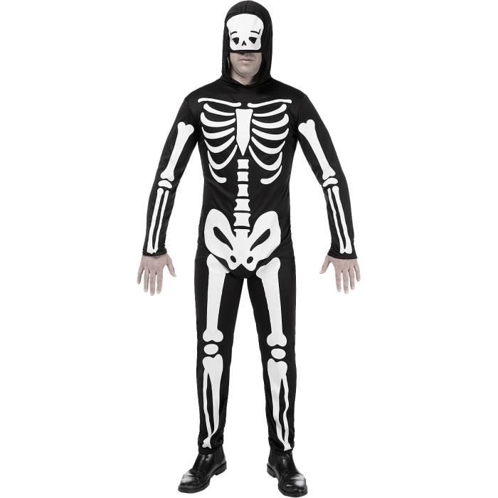 Déguisement Bébé Squelette - Taille 6-12 Mois - Robe Noire à Capuche - Pour Halloween, Carnaval - 100% Polyester