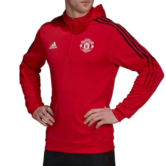 Manchester United Sweat 1 4 zip Rouge Homme Adidas Red Cdiscount