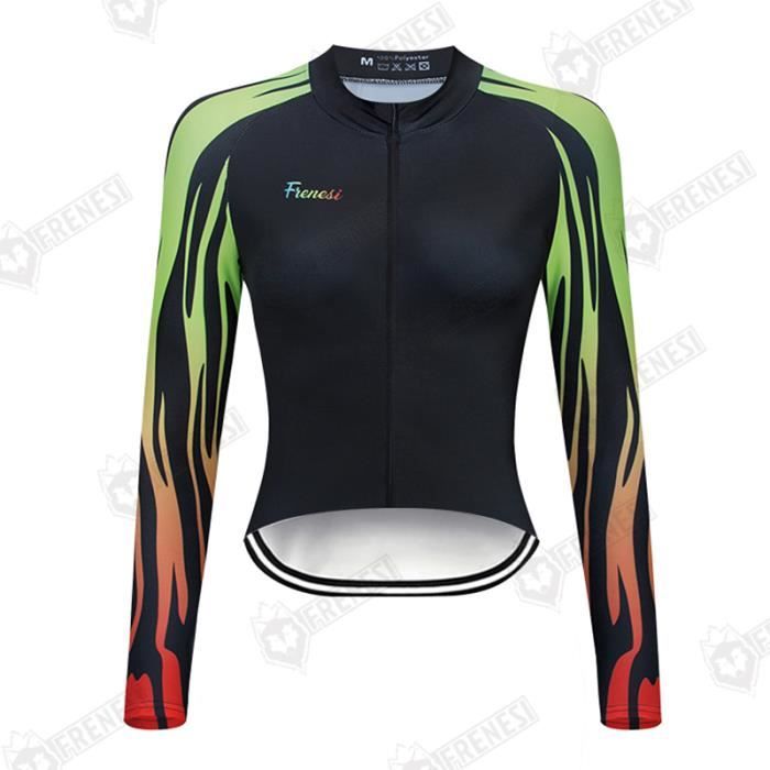 Maillot Cyclisme Manches Longues Femme – Respirant, Poches Dos, Bandes Réfléchissantes