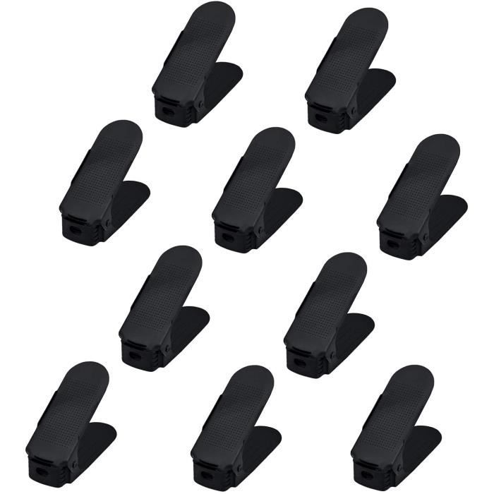 Support / étagère à chaussures - NAIZY - NAIZY - Lot de 10 - Réglable 9/13/16 cm - Plastique PP - Noir