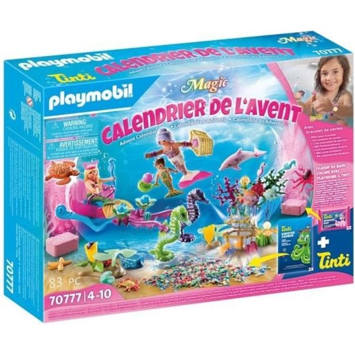 Calendrier de l'Avent PLAYMOBIL - Monde des Sirènes - 24 surprises - Pour enfant de 4 ans et plus