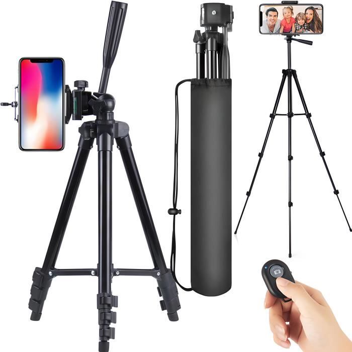 Retoo Trépied Appareil Photo en Alliage d'Aluminium Trépied Caméra Bluetooth Télécommande Support léger pour téléphone Portable