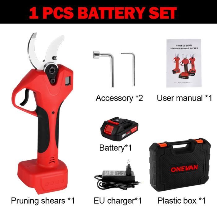 écran Lcd Puissance Sécateur électrique Sans Fil 50mm - Batterie 2x2000mAh, Lame SK7, écran LCD, Pour Jardin Et Vigne Secateur électrique Sans Fil Amazon