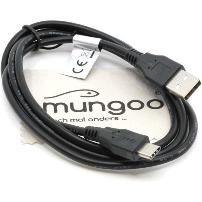 Câble USB-C + Chargeur Secteur Noir 1M Pour Xiaomi MI 9 SE, MI 8, MI A2, Pocophone F1 - Phonillico