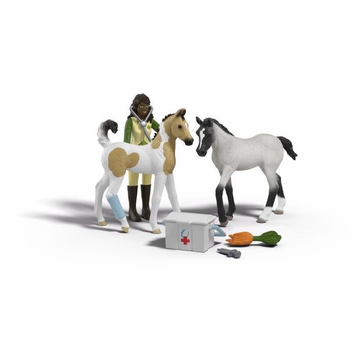 Schleich Horse Club | Kit de Premiers Secours de Sarah 42777 | avec 2 poulains Sarah articulée et Accessoires | Jouet éducatif pour Enfants dès | Coffret de 8 pièces - vue 4