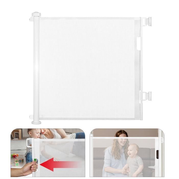 SINBIDE Barrière De Sécurité, Extensible Rétractable de 0 à 180cm, Pour escalier de bébé enfant ou Animaux, Portes d'Escalier, BLANC