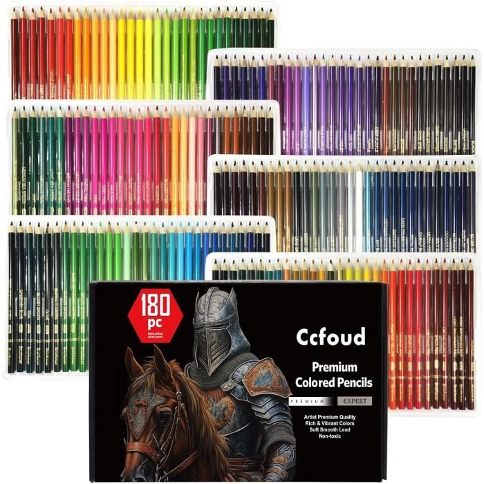 Set De 180 Crayons De Couleur Abeec – 18 Couleurs, Boîte Carton, Pour Enfants Et Adultes, école Et Maison