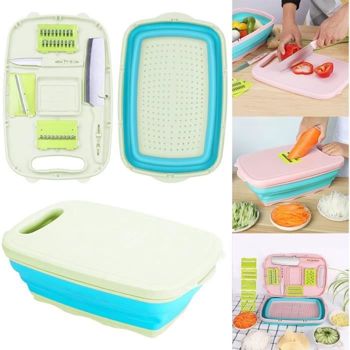 Planche à Découper Pliable Multifonction 3 En 1 – Égouttoir Lavabo, Bol à Laver Et Planche à Découper Portable Grise Pour Cuisine, Camping Et Barbecue Accessoire Barbecue Pique-nique