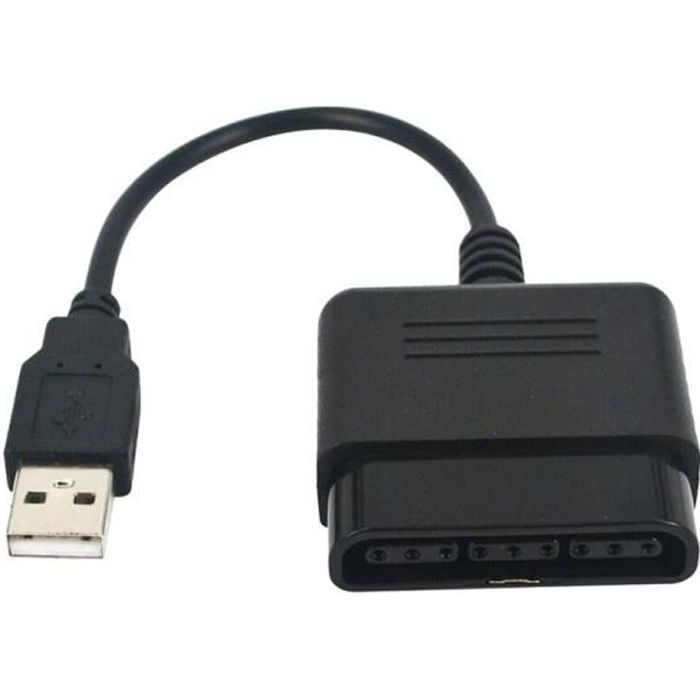 Adaptateur manette joystick PS1 PS2 sur PS3 ou PC - adaptateur 2 manettes - USB - Noir