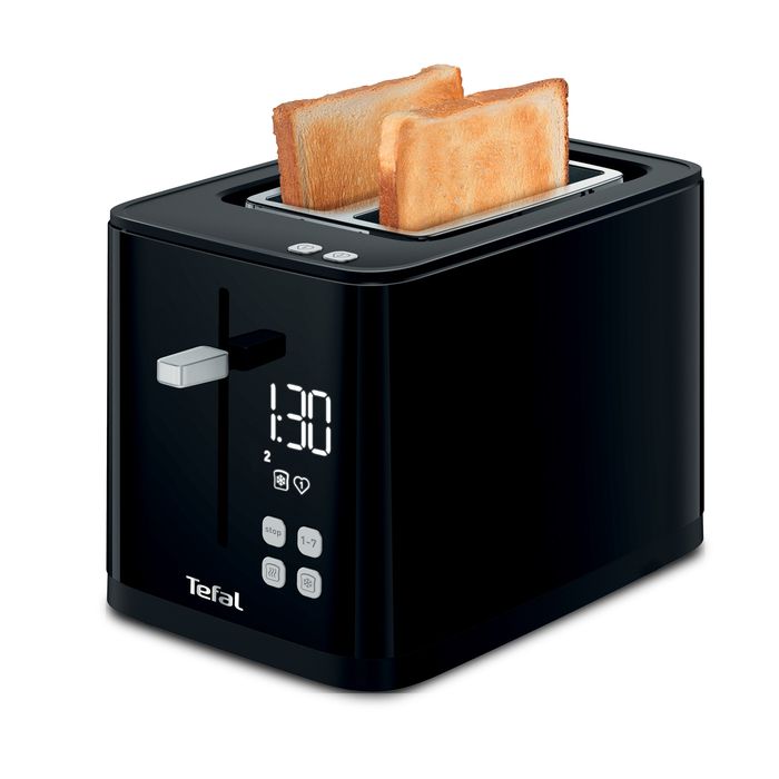Tefal Grille-Pain 2 fentes noir écran numérique 7 dorages 2 favoris TT640810