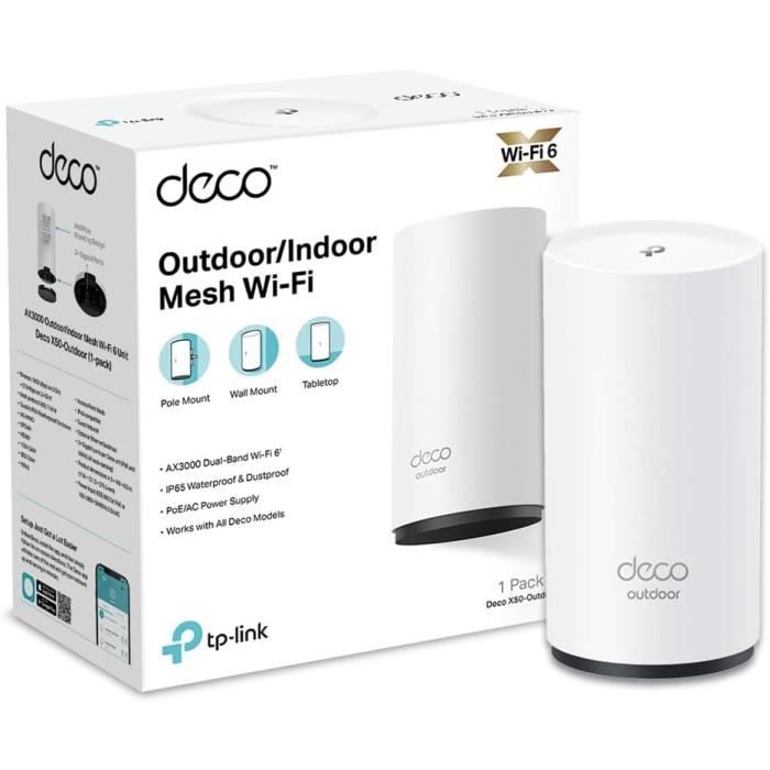 WiFi 6 Mesh AX3000 Mbps Outdoor Routeur – TP-Link Deco X50-Outdoor – Couverture WiFi de 230 – Étanche IP65
