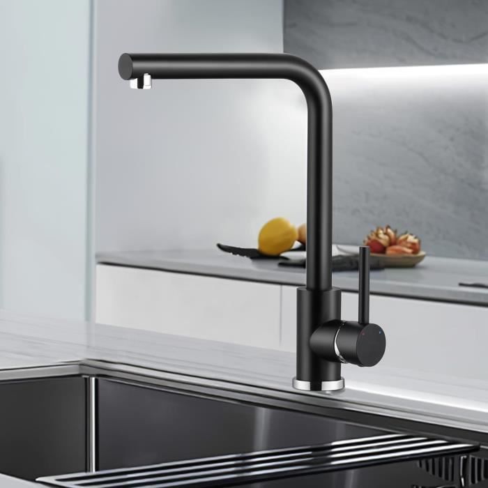 360 ° ROBINET CUISINE Mitigeur Evier Avec Douchette Noir Bec, Robinet Cuisine Av