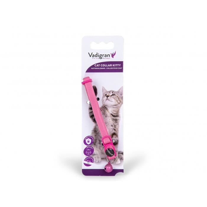 Collier chat FLASHY rose. 20-30cm x 10mm.-Vadigran 3,000000 Rose