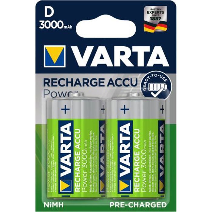 Piles rechargeables Ni-MH Accu Power 2x1,5V LR20 3000mAh - VARTA - 56720101402