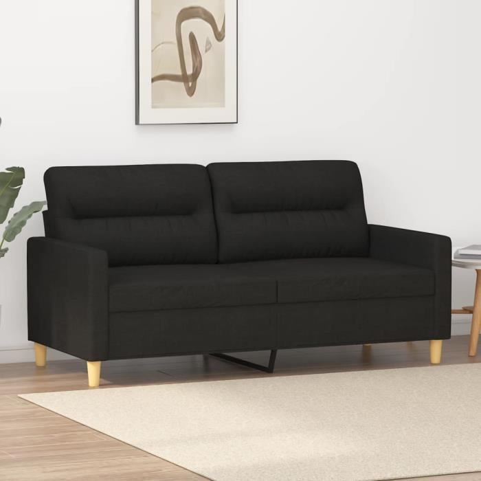 Divan - Sofa Moderne Canapé à 2 places - Noir 140 cm Tissu 22,95Kg, FR2023