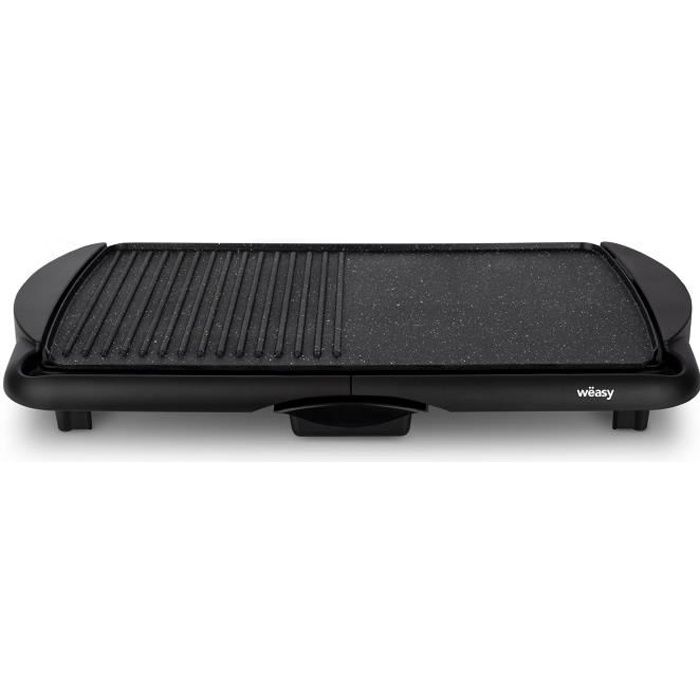 WEASY STO52 Plancha éléctrique 2000W - Plaque effet pierre - 52x27cm - Température réglable - Revête