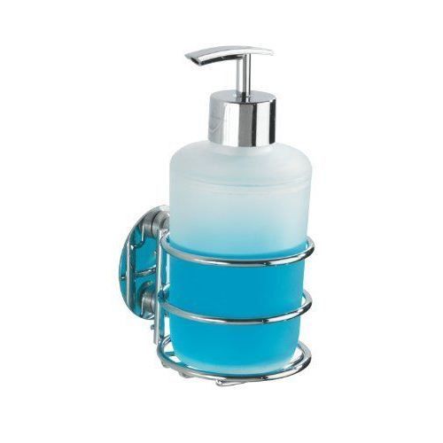 WENKO Distributeur de savon liquide mural Turbo-Loc® fixation sans perçage, plastique - acier, capacité 285 ml, blanc - brillant
