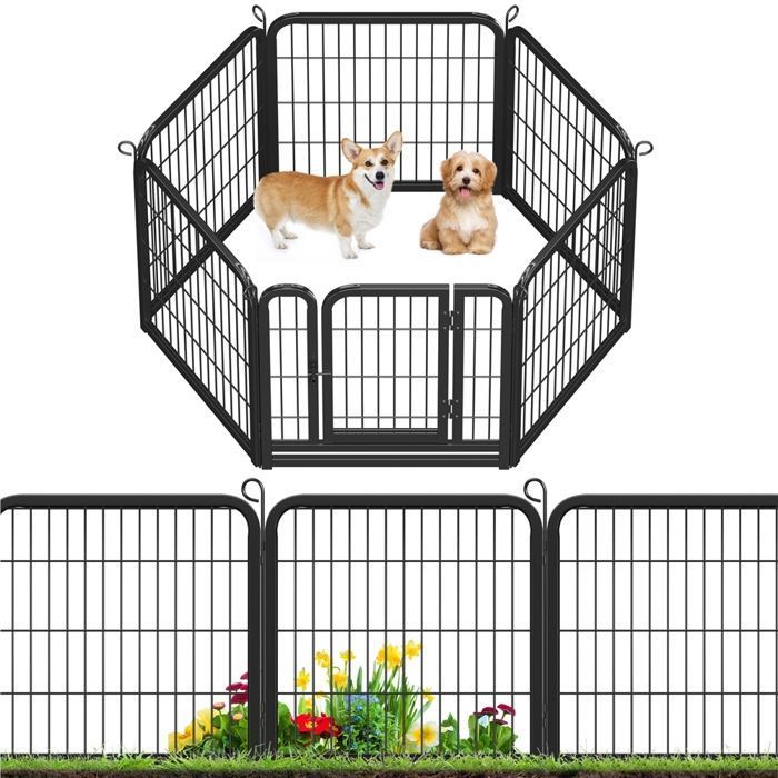 Meilleurs prix pour Parc Chien - Yaheetech - 6 Panneaux - Métal - Noir - 63x63 cm