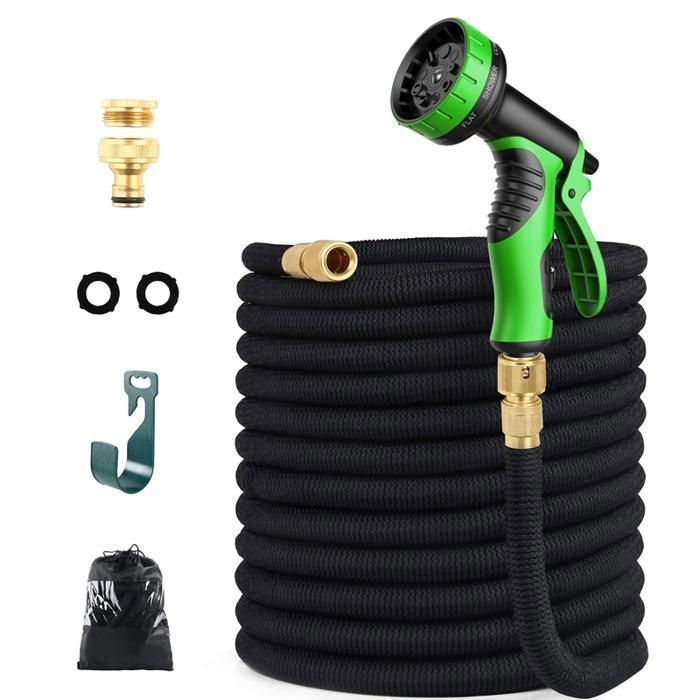 Tuyau Arrosage Extensible 15m - 10 Fonctions - Raccords Laiton - Jardin, Voiture Et Animaux