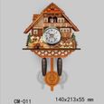 2pcs Coucou En Bois Coo Salon Chambre Horloge Murale à Bascule Décorative-1