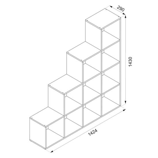Étagère De Rangement Vicco Noa - 8 Compartiments - Gris Béton - 160 Cm - Pour Placard Ou Bureau