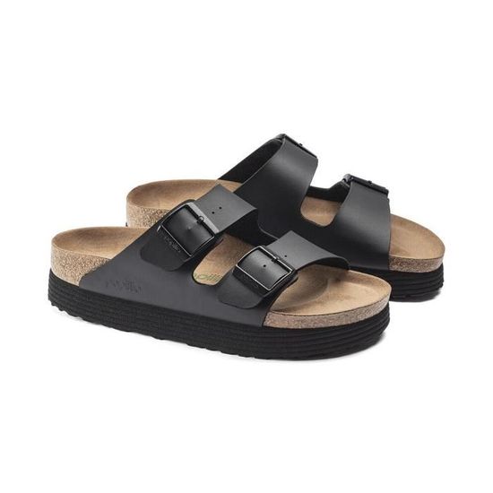 Sandale Femme Birkenstock Arizona Grooved Platform Veg Noir