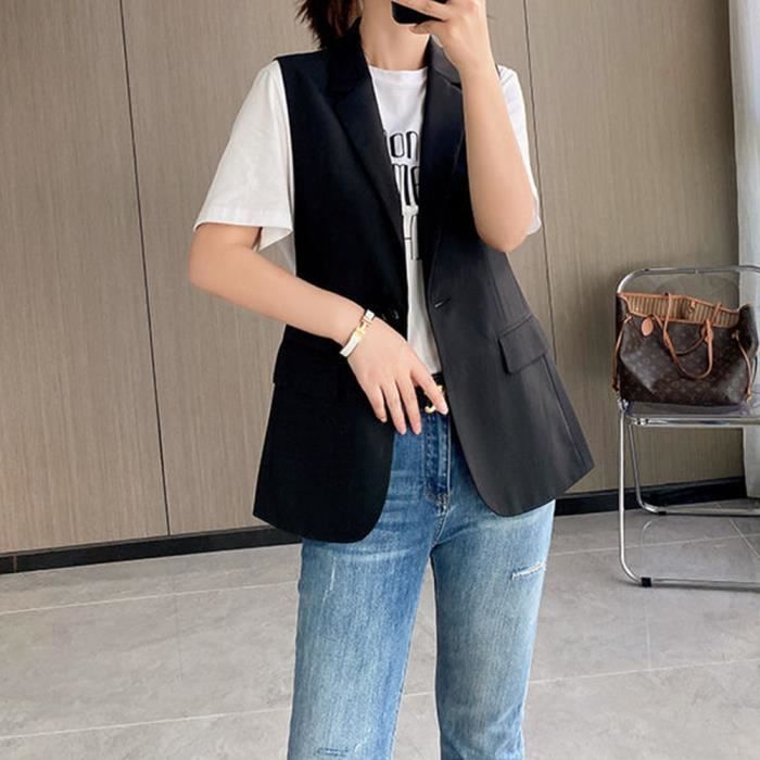 Blazer noir 2025 sans manche femme