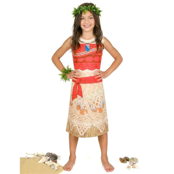 Déguisement Vaiana Pour Fille – Robe De Princesse Moana Avec Collier, Bracelet Et épingle à Cheveux – Anniversaire, Carnaval, Fête Costumée