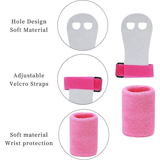 Set De Poignées De Gymnastique Pour Enfants - 1 Paire De Grips + 1 Paire De Protège-poignets, Polyester/caoutchouc, Tailles S/M/L