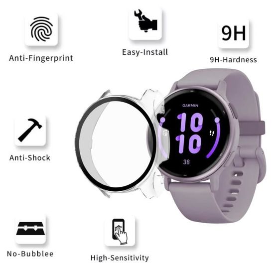 Coque + Verre Trempé Pour Garmin Vivoactive 6 - Protection Complète écran 9H, Ultra Mince, Antichoc