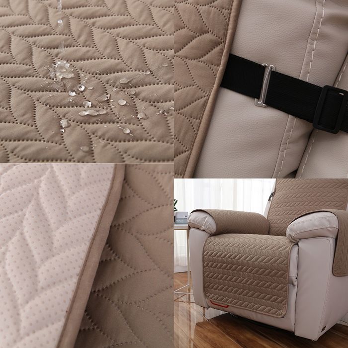 FANSU Housse de Fauteuil Relax Extensible 2 Places, Jacquard Peluche Housse de Fauteuil Relax Inclinable Electrique avec Poche, 6 Pièce Lavable Protege de Meubles pour Canapé (2 Places,Vert