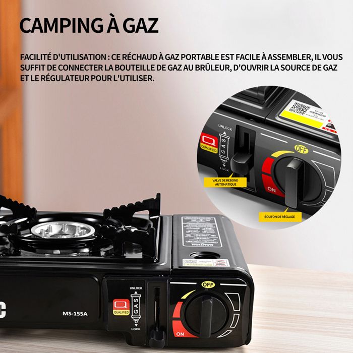 Jo Chef Réchaud de camping au butane – 9 500 BTU – Réchaud à