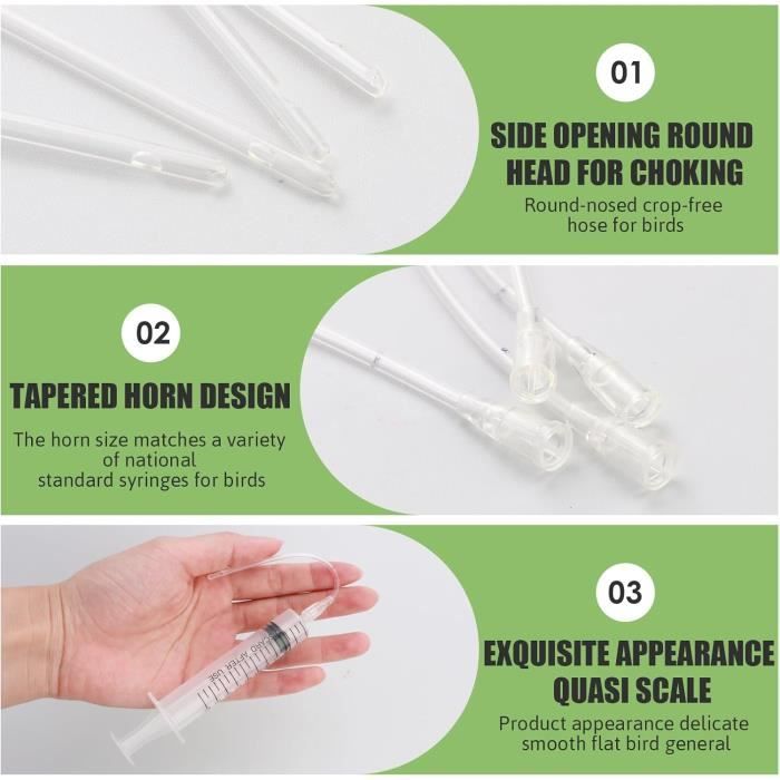 Seringues D'alimentation Pour Oiseaux Bébés – 2 Pièces De 50 Ml Avec Tube Courbe, Idéales Pour Lait Et Médicaments