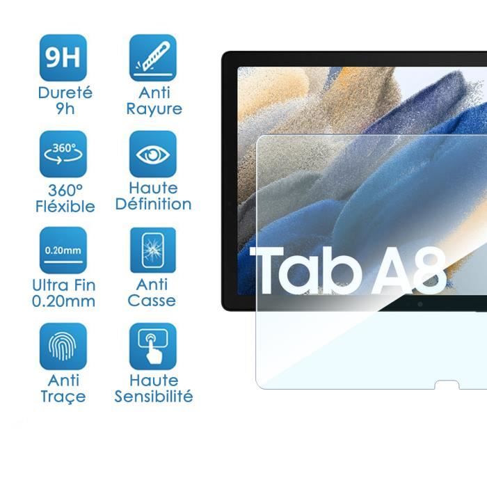 Samsung Galaxy TAB A8 2021 10,5 pouces Wifi - 4G/LTE : Protection d'écran  en verre trempé - Tempered glass Screen protector / Films vitre Protecteur  d'écran tablette - Version intégrale avec accessoires - XEPTIO